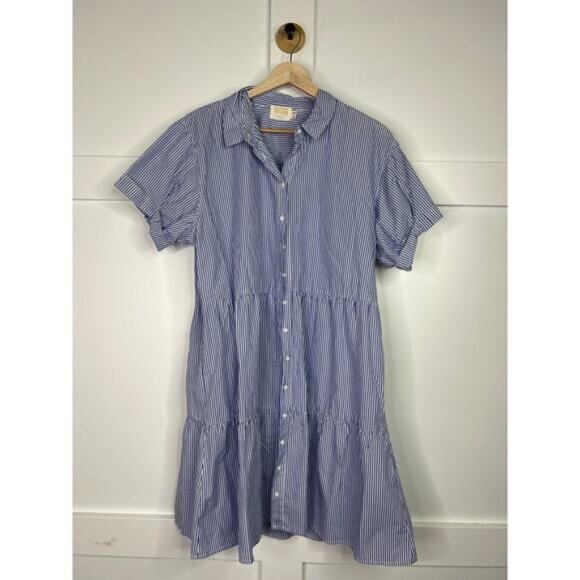 NEW Nation LTD Hallie Tiered Shirtdress Women's Banker Stripe Size: Medium - Picture 2 of 7